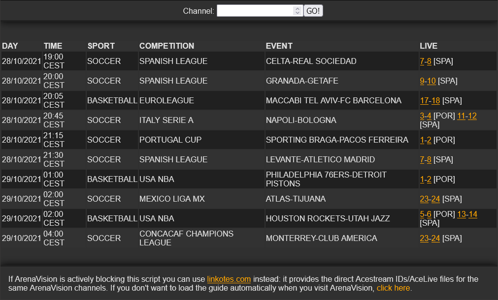 Acestream champion hot sale league