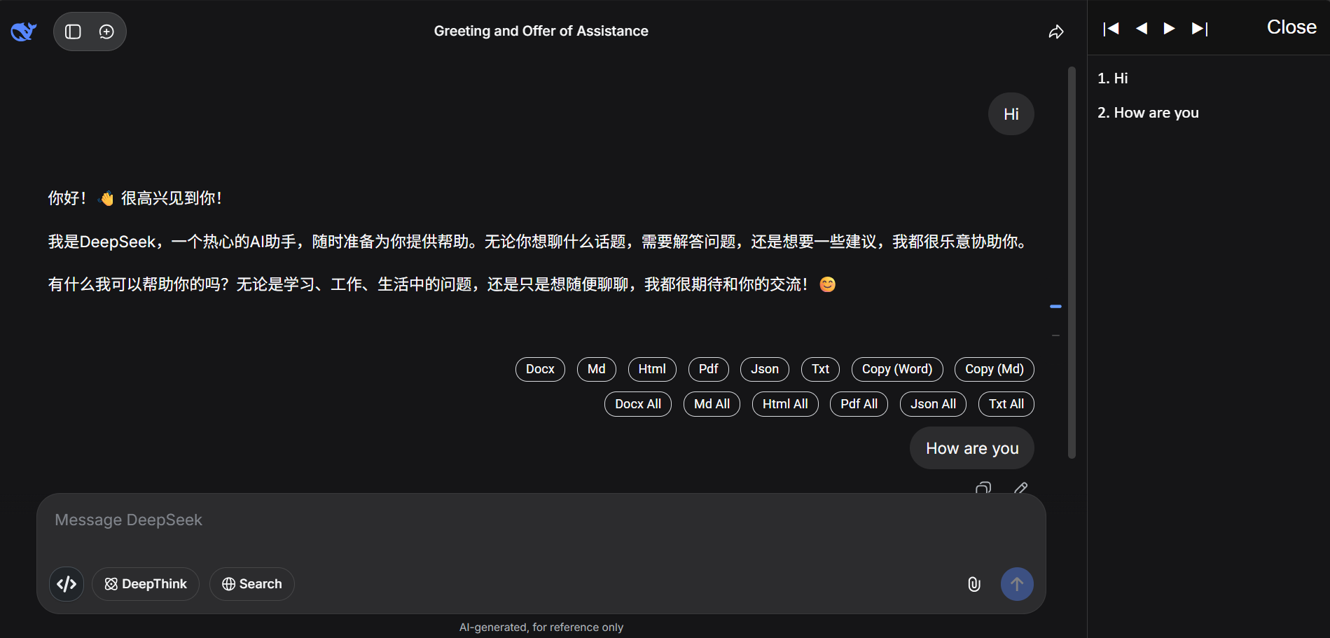 AI Conversation Navigator Screenshot