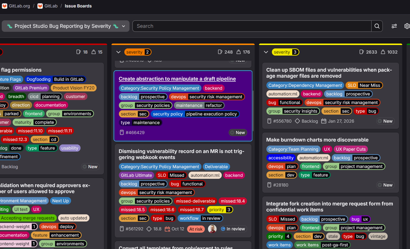 GitLab Issue Board - Card highlight on right mouse click