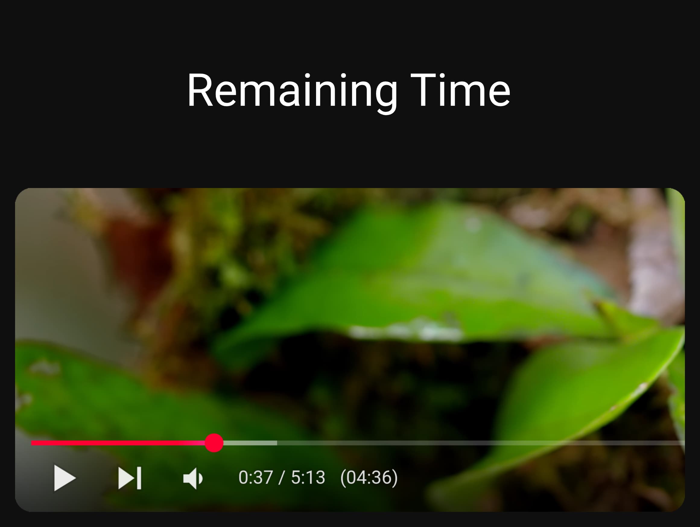 Remaining duration of a YouTube video