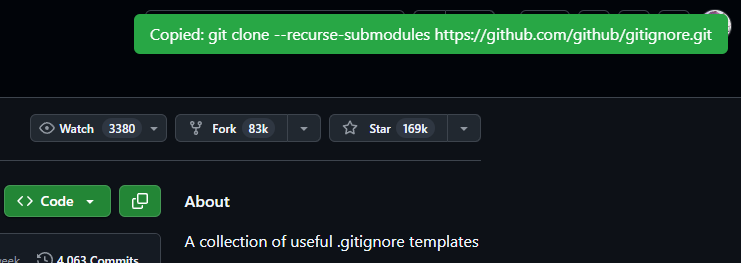 Github copy clone command button