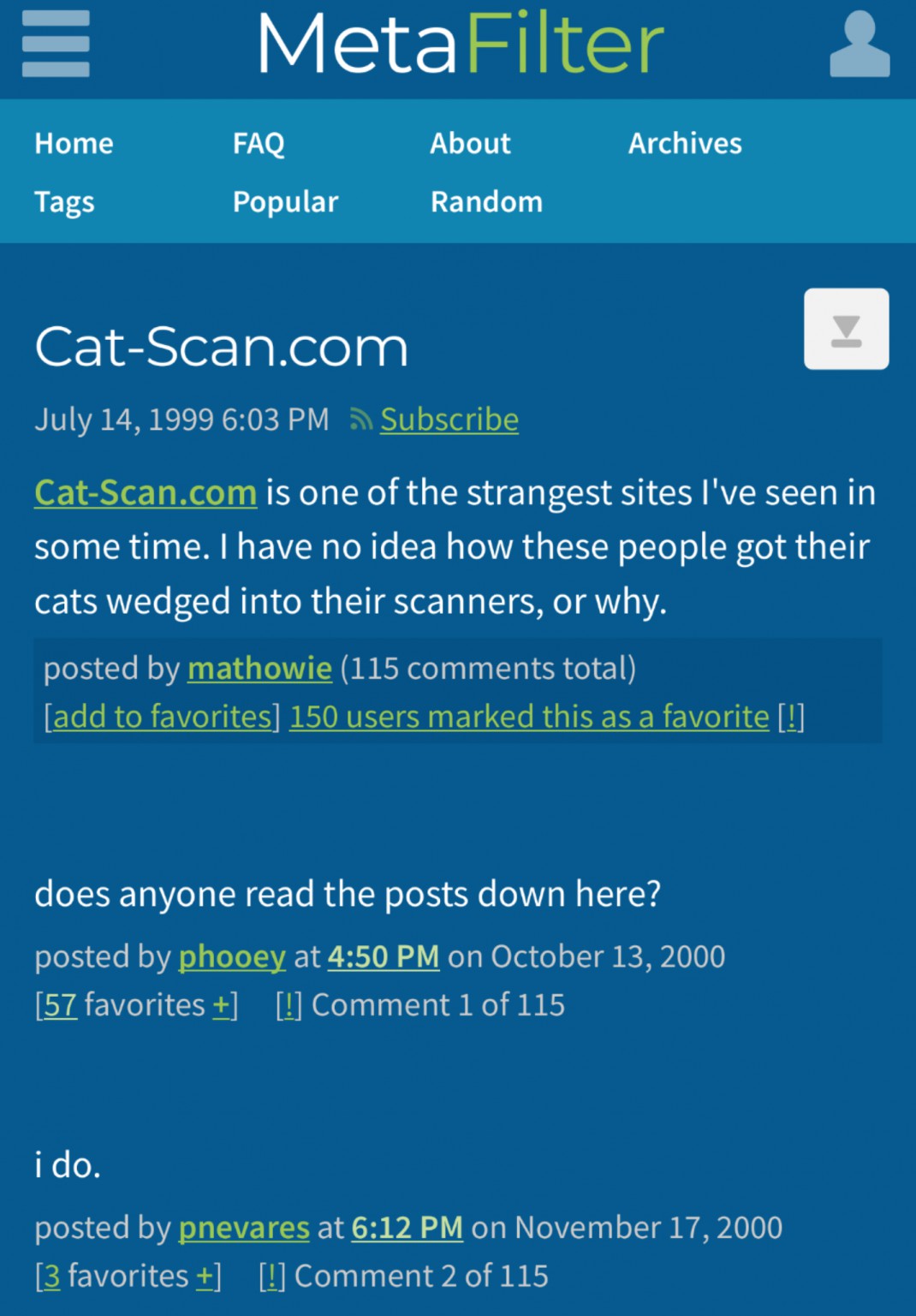 MetaFilter number all comments