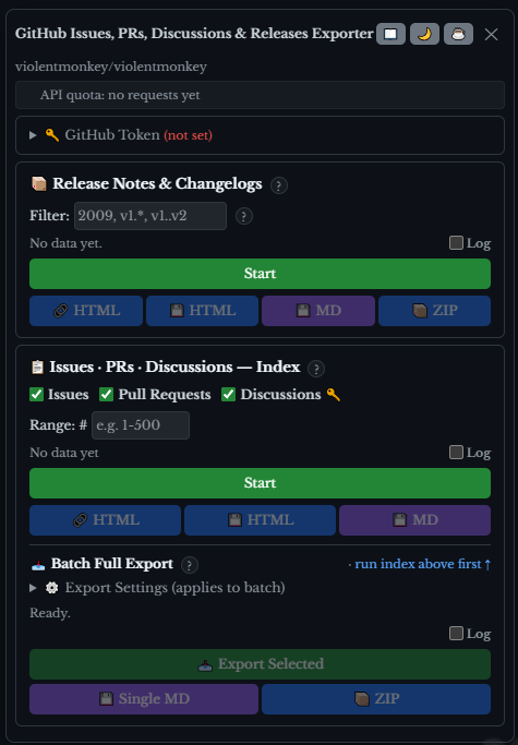 GitHub | Issues, PRs, Discussions & Releases Exporter - 源代码