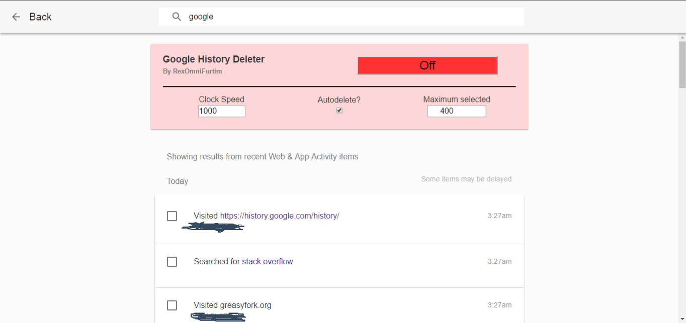 Google History Deleter