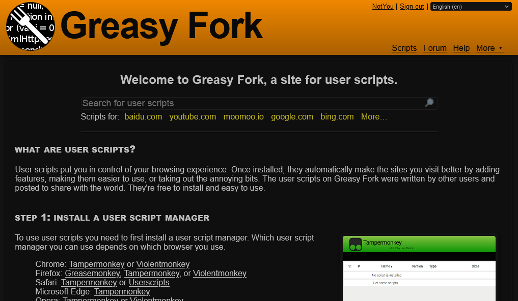 Cannot access Greasy Fork scripts