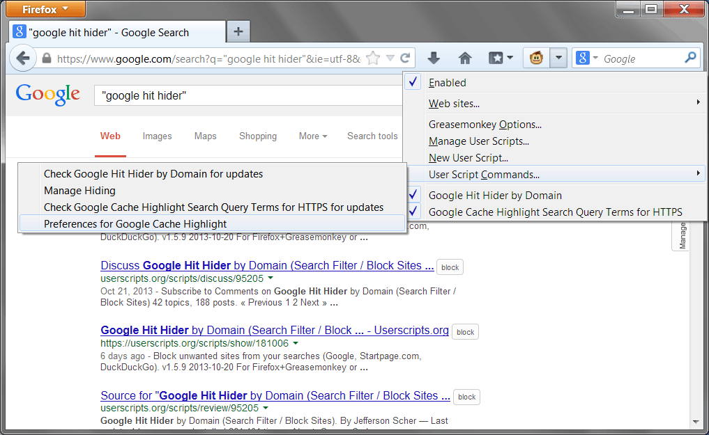 Monkey menu in Firefox