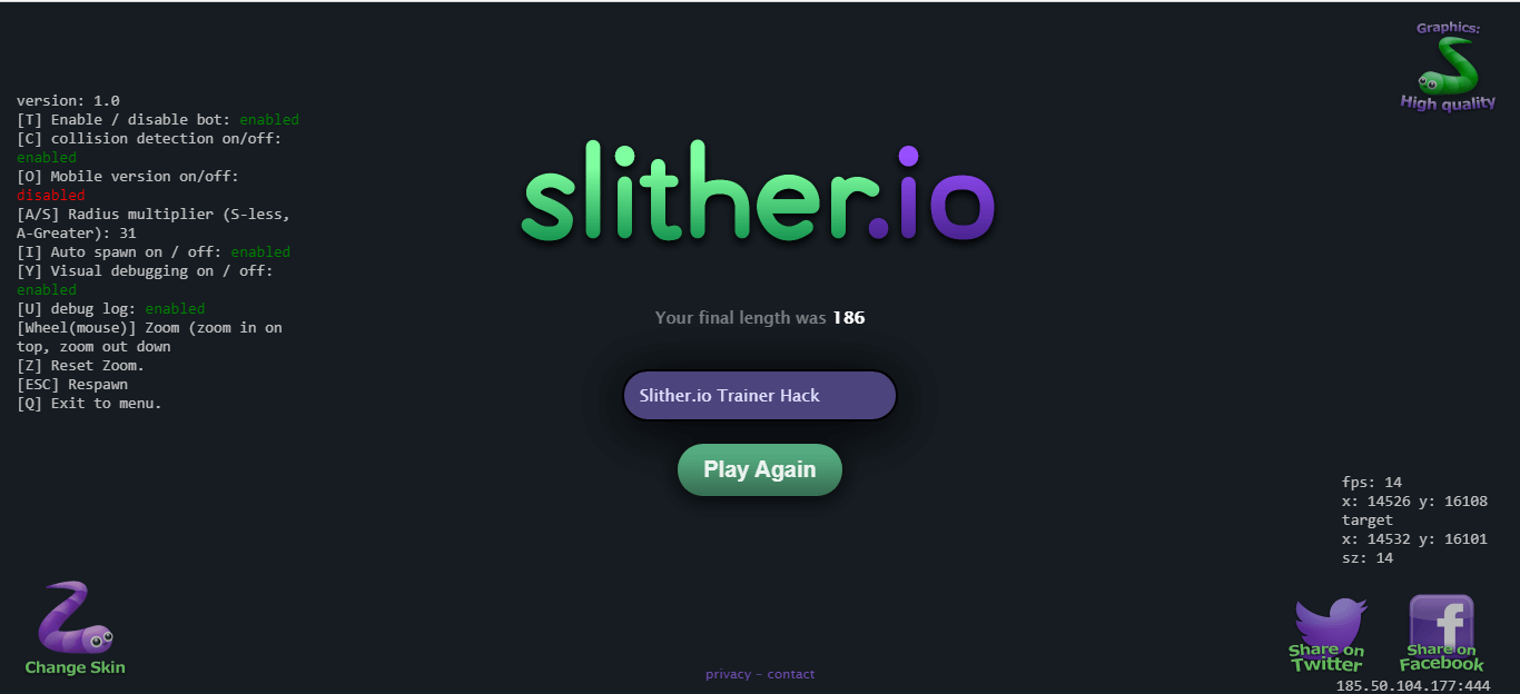 Slither.io Bot - Slither.io Hack and Slitherio Mods
