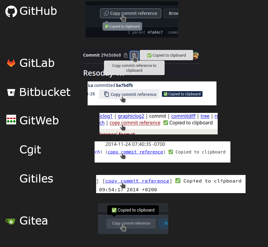 Git copy commit reference